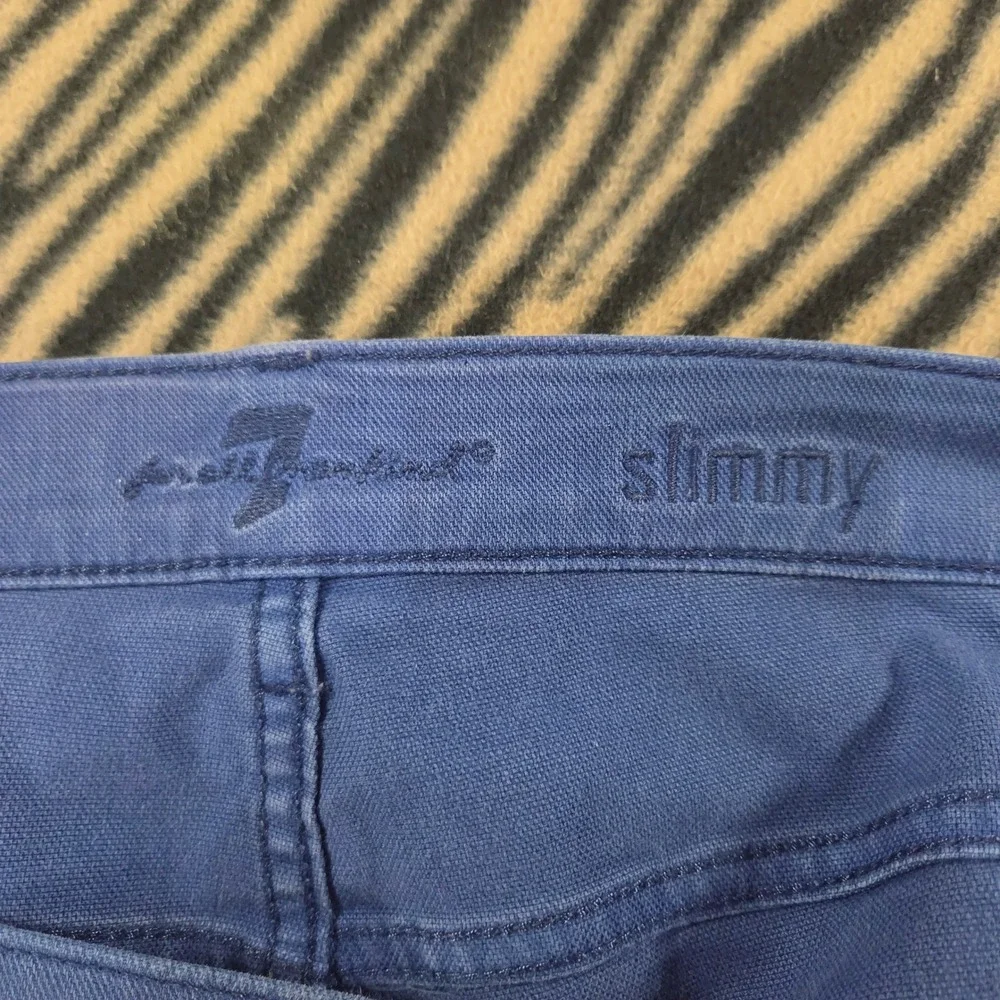 7 For All Mankind Slimmy Slim Straight Jeans Blue Mens Size 36 Stretch